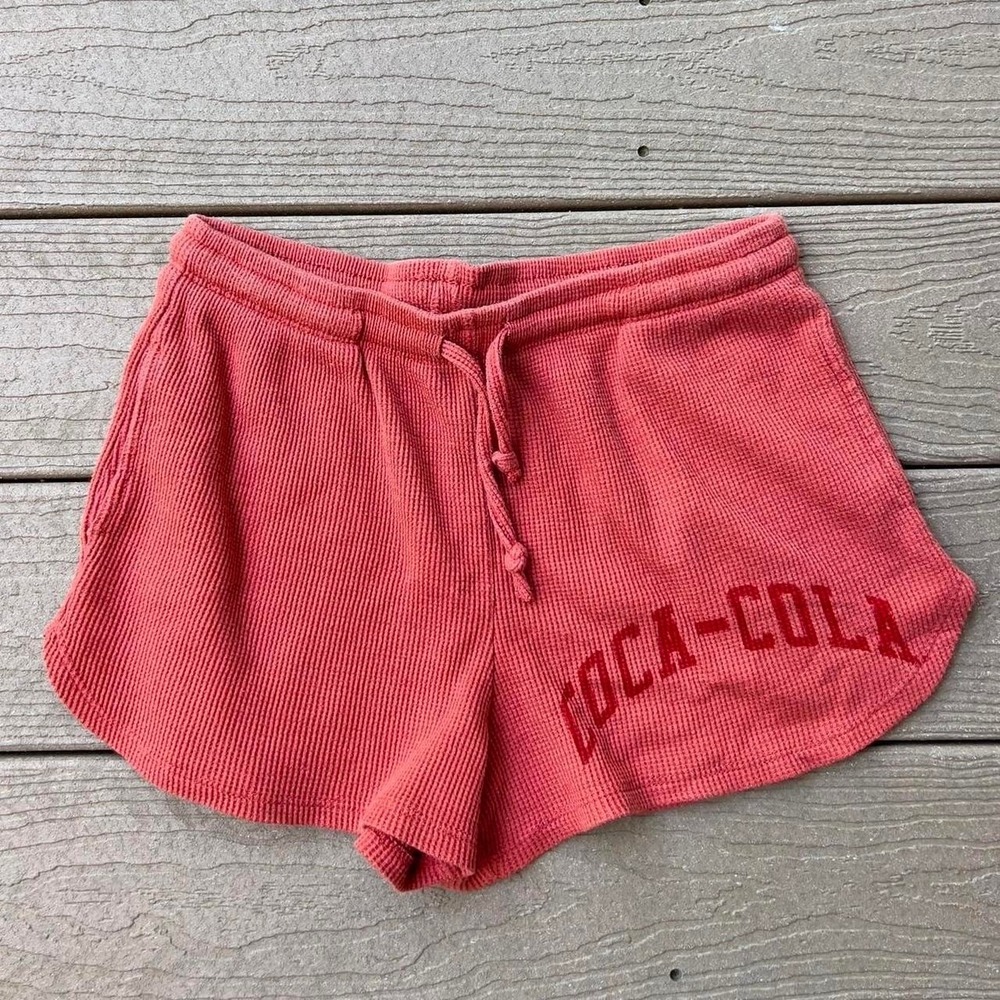 Coke Coca-Cola Waffle Knit Loungewear Shorts Red Size Medium Pull On Cozy